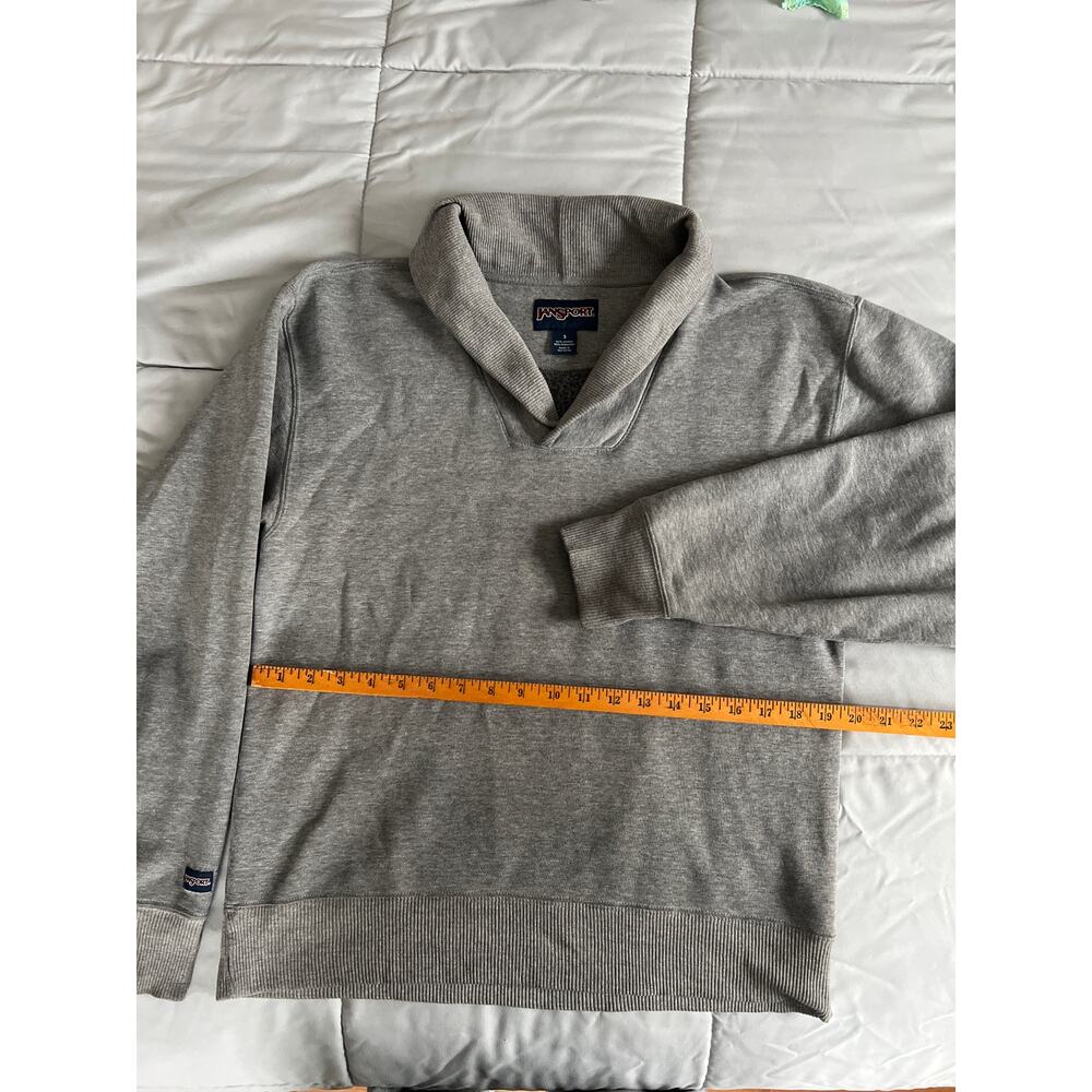 VTG jansport grey shawl neck pullover sweater sz S 50% cotton 50% polyester ￼‎